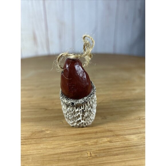 Gail Laura Santa Claus Head Figure Christmas Folk Art  2.75" H Jute Cord Signed - Picture 4 of 5